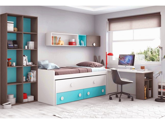 Chambre complète enfant composition L015 avec lit gigogne - GLICERIO