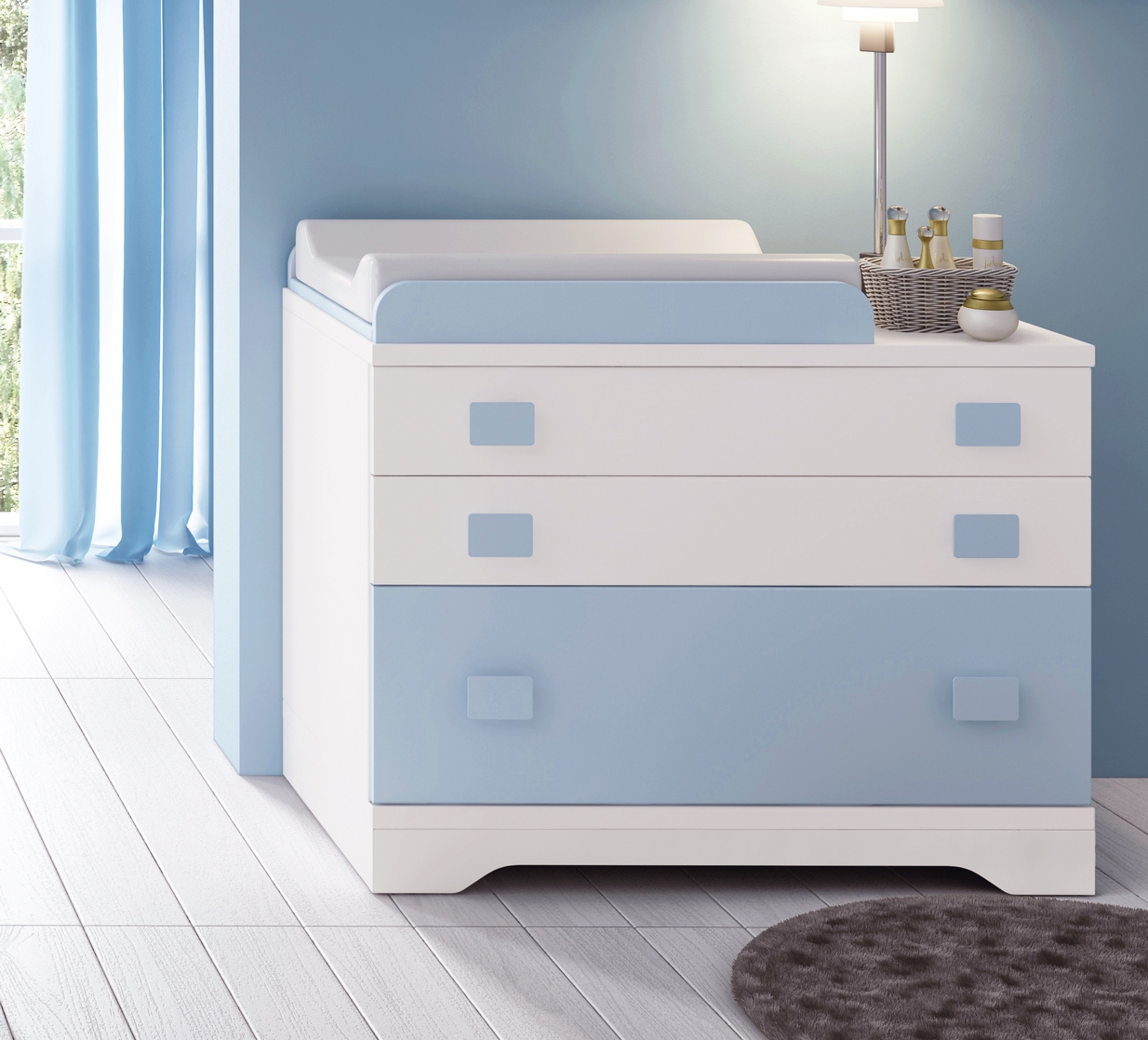 Chambre Bebe Garcon Complete Gioco Blanc Et Bleu Glicerio So Nuit