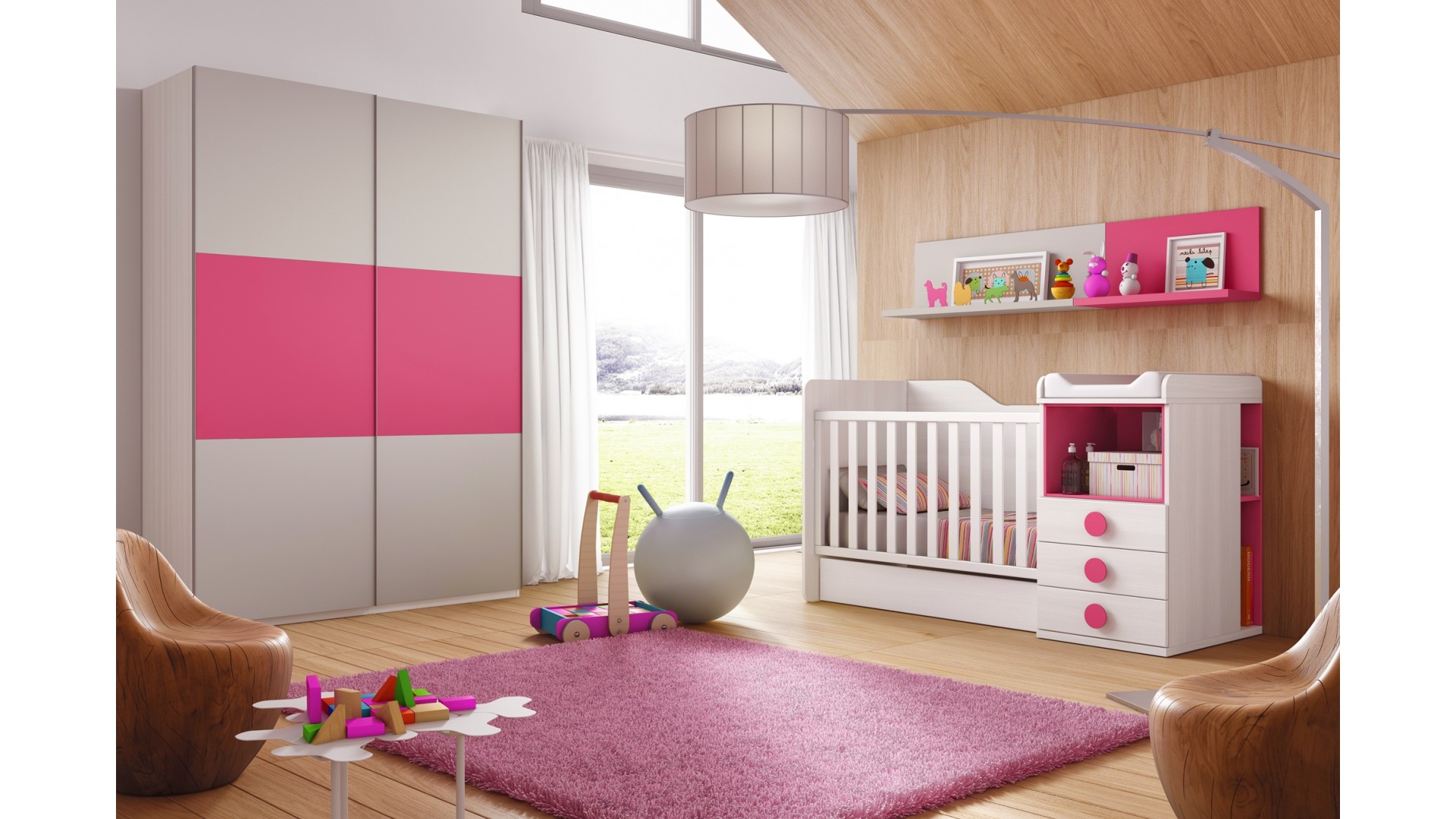 Chambre évolutive bébé Star coloris fuchsia GLICERIO SO NUIT