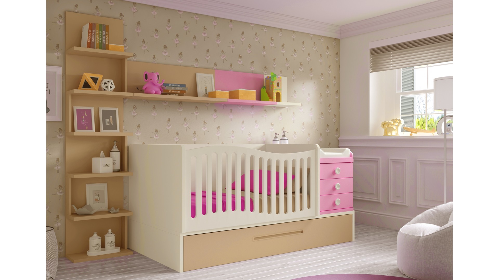 Chambre évolutive avec lit bébé fille BC30 - GLICERIO