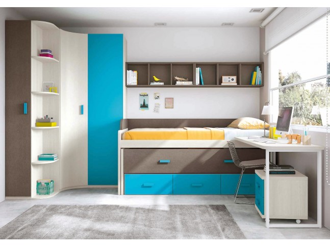 Chambre garçon composition L018 avec lit gigogne - GLICERIO