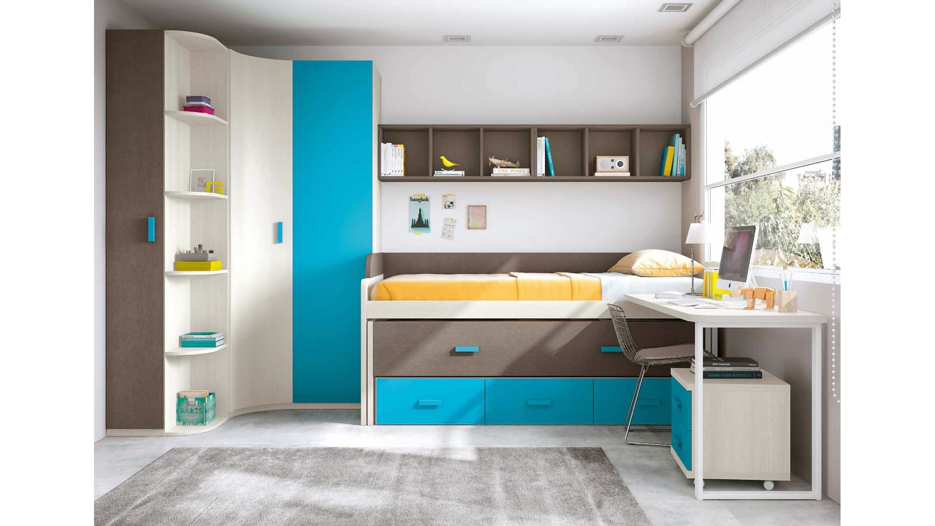 Chambre garçon composition L018 avec lit gigogne - GLICERIO