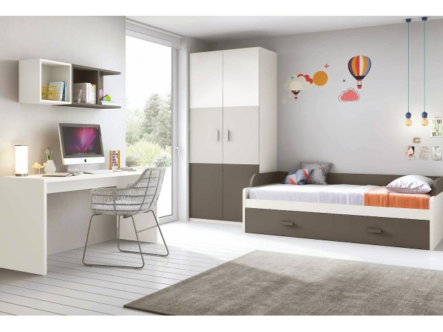 Chambre enfant complete composition L100 avec lit gigogne - GLICERIO