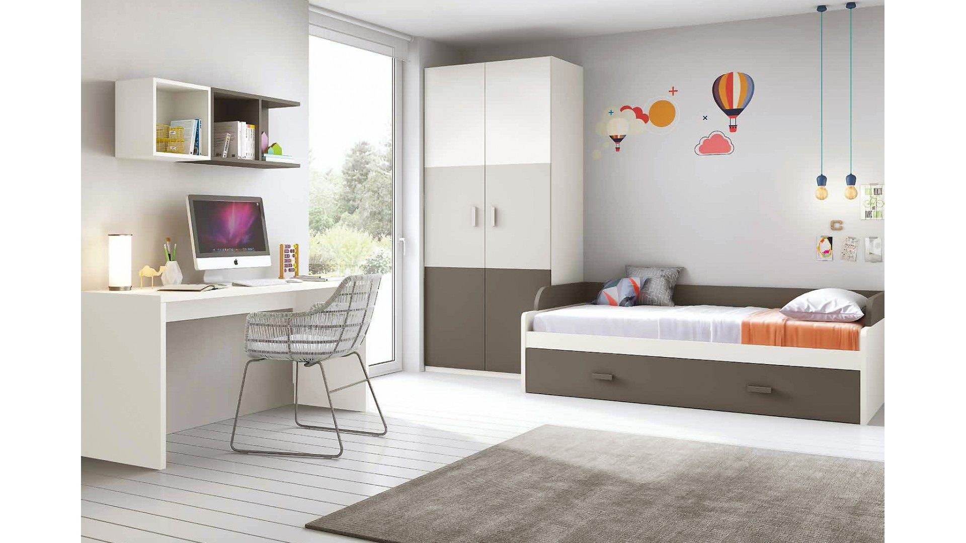  Chambre  enfant  complete moderne  avec lit gigogne 