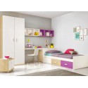 Chambre ado design composition L101 avec lit 3 coffres - GLICERIO