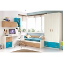 Chambre enfant garcon composition L105 avec lit gigogne - GLICERIO