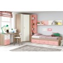 Chambre ado fille composition L110 avec lit 3 coffres - GLICERIO