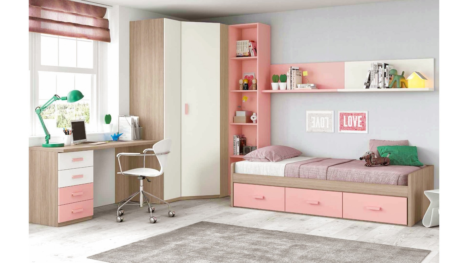Chambre Ado Fille Bleu Et Rose - Almanusa