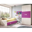 Chambre complète fille composition L111 avec lit gigogne - GLICERIO