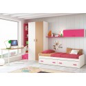 Chambre pour ado fille composition L112 avec lit 2 coffres - GLICERIO
