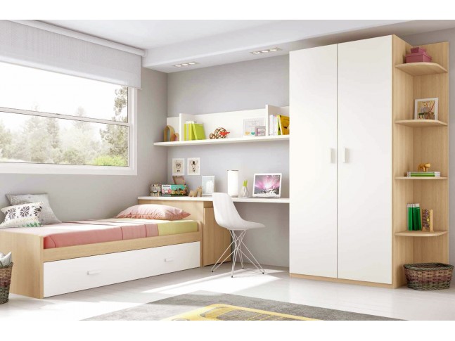 Chambre moderne ado composition L113 avec lit gigogne - GLICERIO