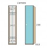 Chambre pour ado composition L114 avec lit gigogne - GLICERIO