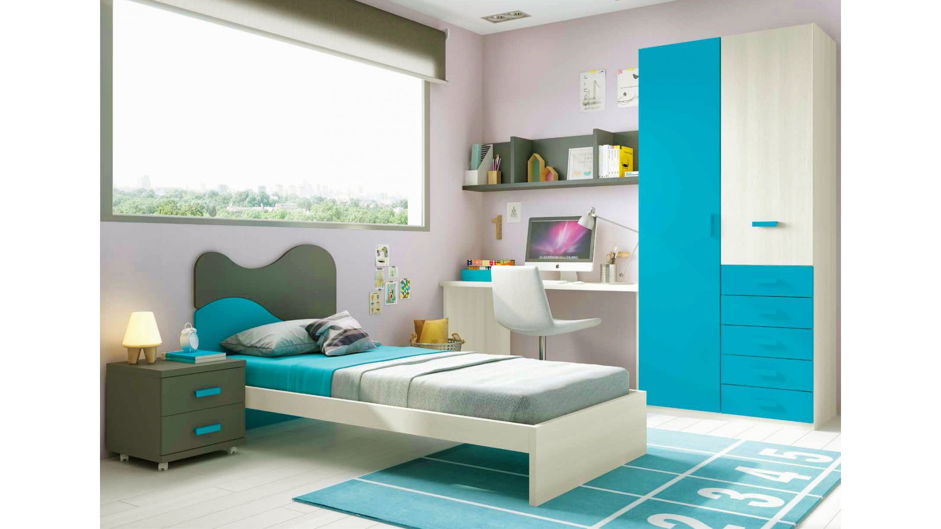 Chambre enfant avec lit 1 personne L301 avec lit 1 personne - GLICERIO