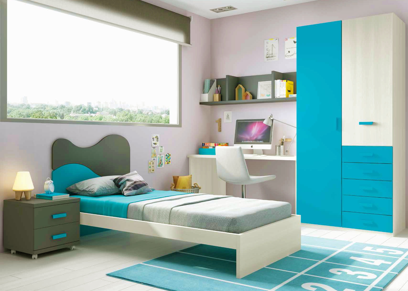  chambre  enfant  avec lit 1 personne fun et moderne  