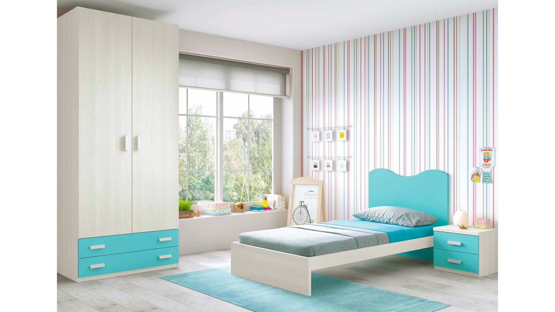 Chambre enfant fun L302 avec lit 1 personne - GLICERIO