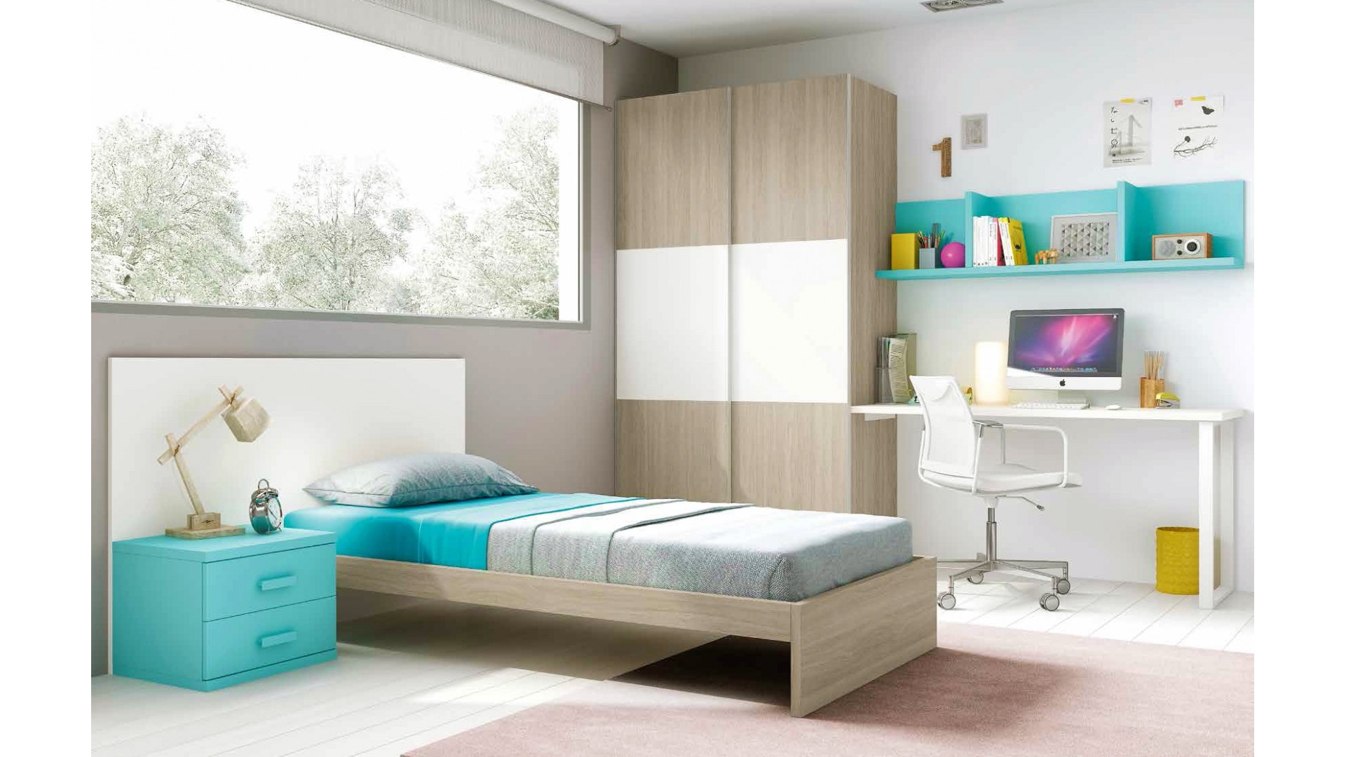 Chambre enfant composition L304 avec lit 1 personne - GLICERIO