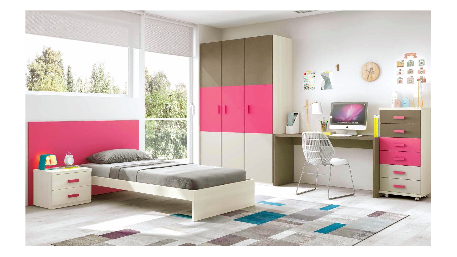 Chambre fille composition L305 avec lit 1 personne - GLICERIO
