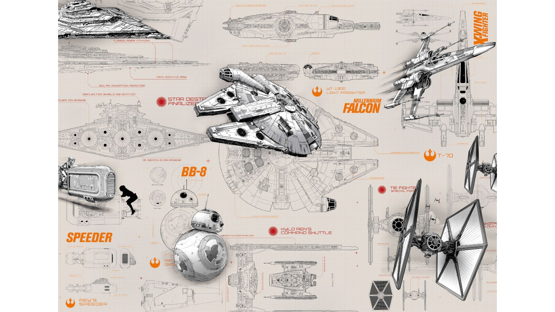  Poster XXL Star Wars Blueprints - Panoramique - KOMAR