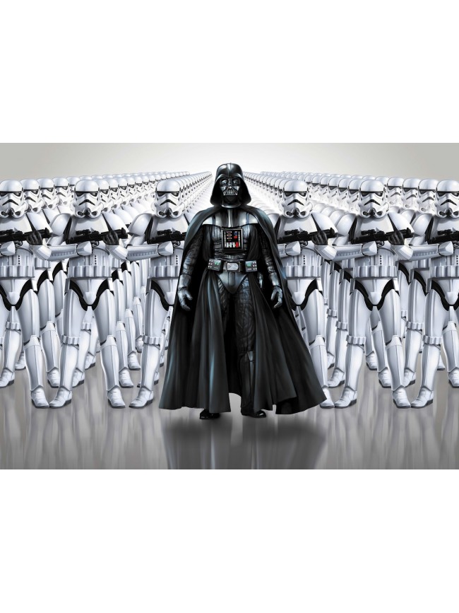 Poster autocollant forme ronde Star Wars Stormtrooper sur fond noir - 125  cm