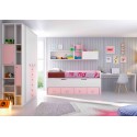 Chambre fille rose PERSONNALISABLE avec lit gigogne F050 - GLICERIO