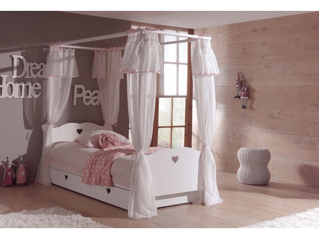 Lit baldaquin enfant chambre EMILIE avec couchage 90x200 cm - SONUIT