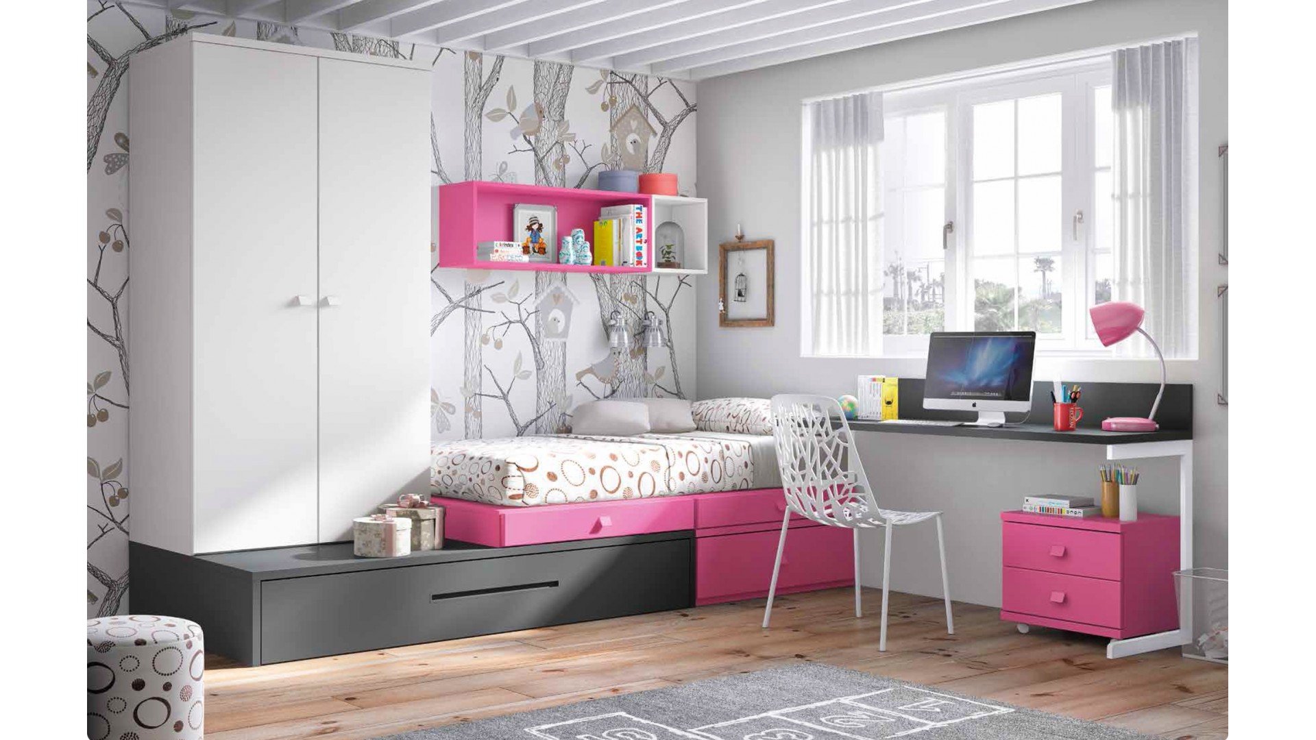 Chambre enfant complete PERSONNALISABLE avec lit gigogne F251 - GLICERIO