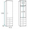 Chambre avec lit armoire escamotable avec couchage 160 x 200 PERSONNALISABLE F365 - GLICERIO