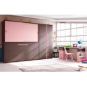 Chambre enfant avec lit escamotable horizontal & bureau PERSONNALISABLE F350 - GLICERIO