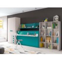 Chambre enfant avec lit escamotable mural et son bureau amovible PERSONNALISABLE F407 - GLICERIO