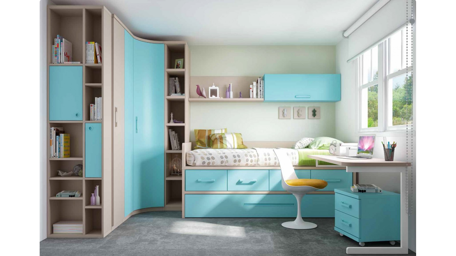 Chambre petit garçon avec lit gigogne PERSONNALISABLE F074 - GLICERIO