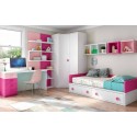 Chambre enfant fille avec bureau PERSONNALISABLE F163 - GLICERIO